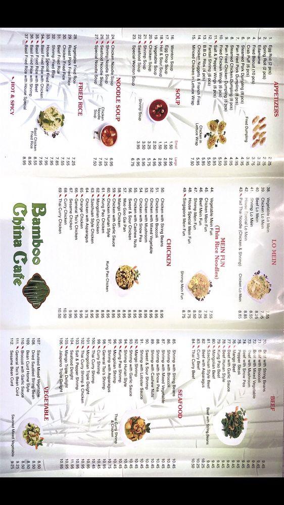 Menu at Bamboo China Cafe, Houston, Wallisville Rd