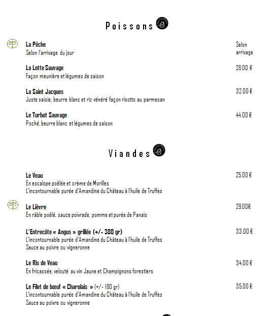 Menu at Restaurant Le Château Bourgogne, Dijon, 22 Bd de la Marne