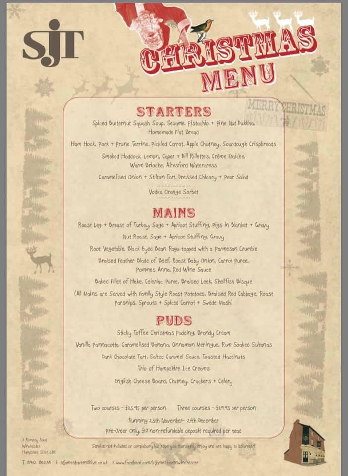 Menu at St. James Tavern pub & bar, Winchester, 3-5 Romsey Rd