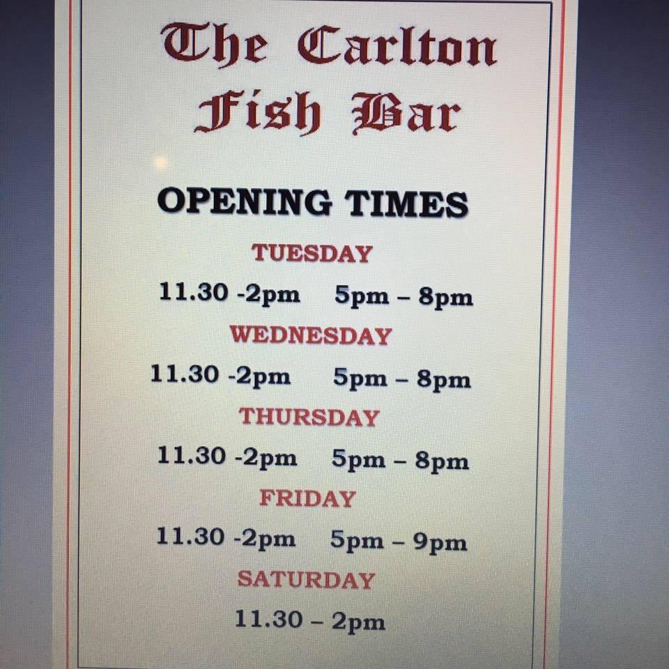 Menu at The Carlton Fish Bar, Worksop