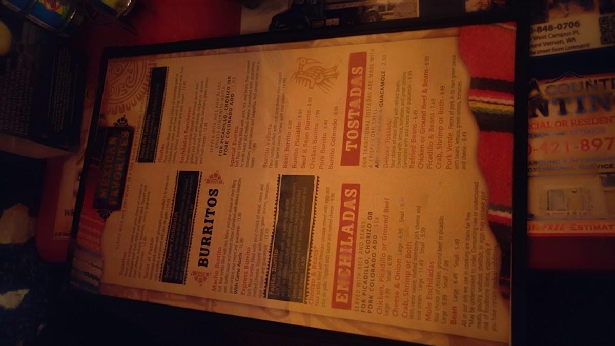 Menu at Tepic Mexican Restaurant Burlington, Burlington