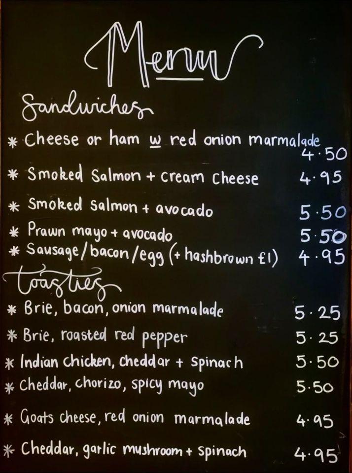 Menu at The Edge Coffee Shop cafe, Wotton-under-Edge