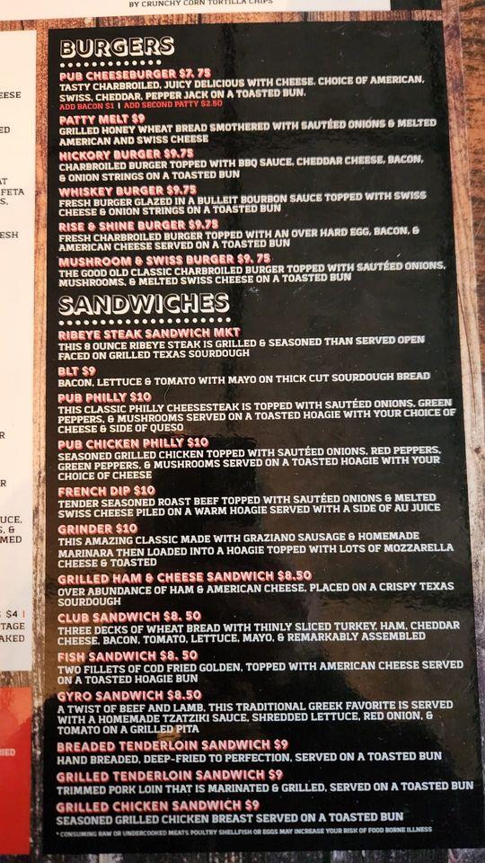 Menu at Polk City Pub, Polk City