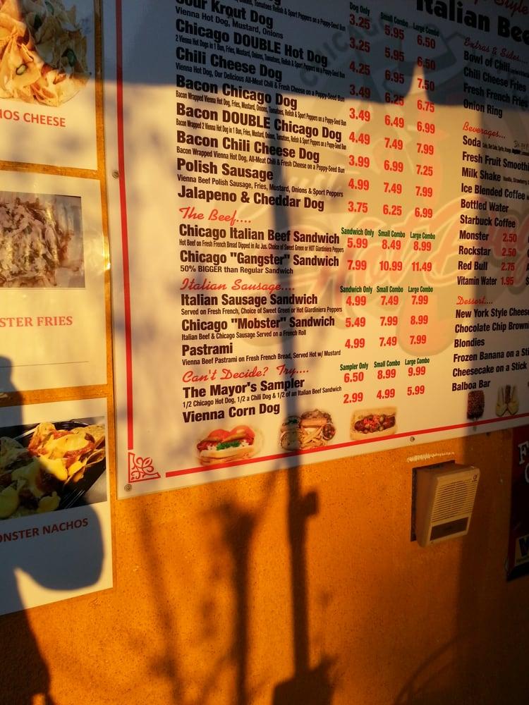 Menu at Just Hot Dogs restaurant, Westminster