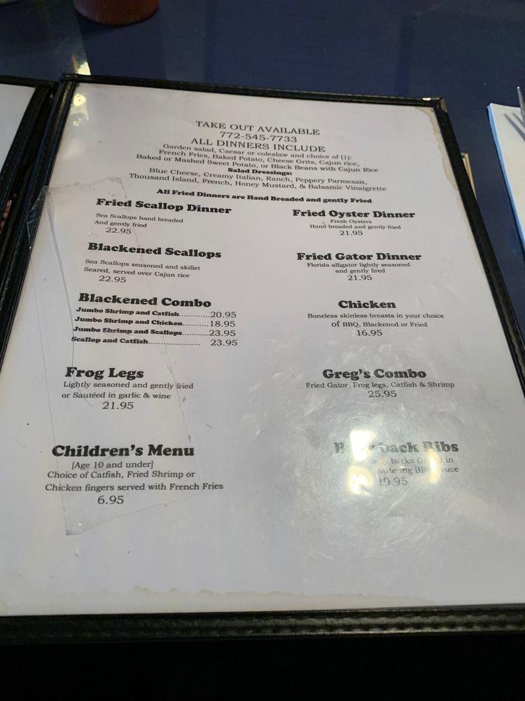 Menu at Catfish House restaurant, Hobe Sound