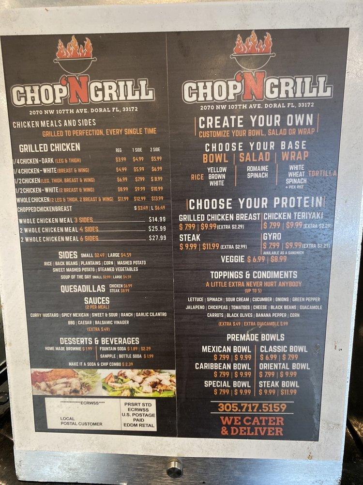 Menu at Chop ‘N grill restaurant, Doral