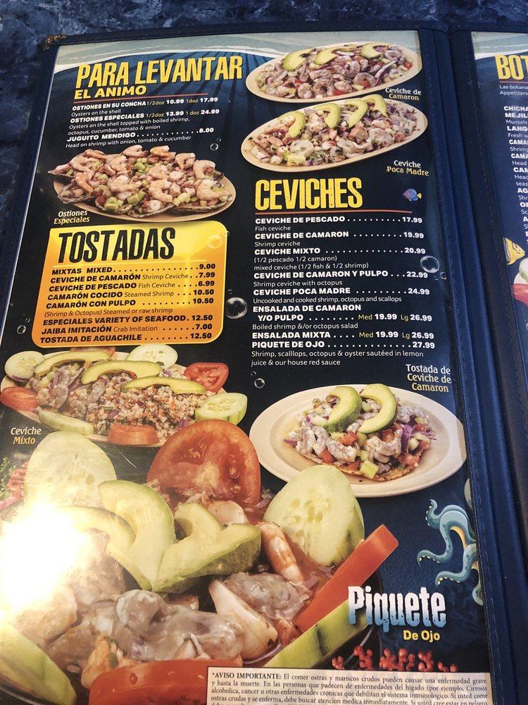 Menu at Las Islas de Coral restaurant, Huntington Park