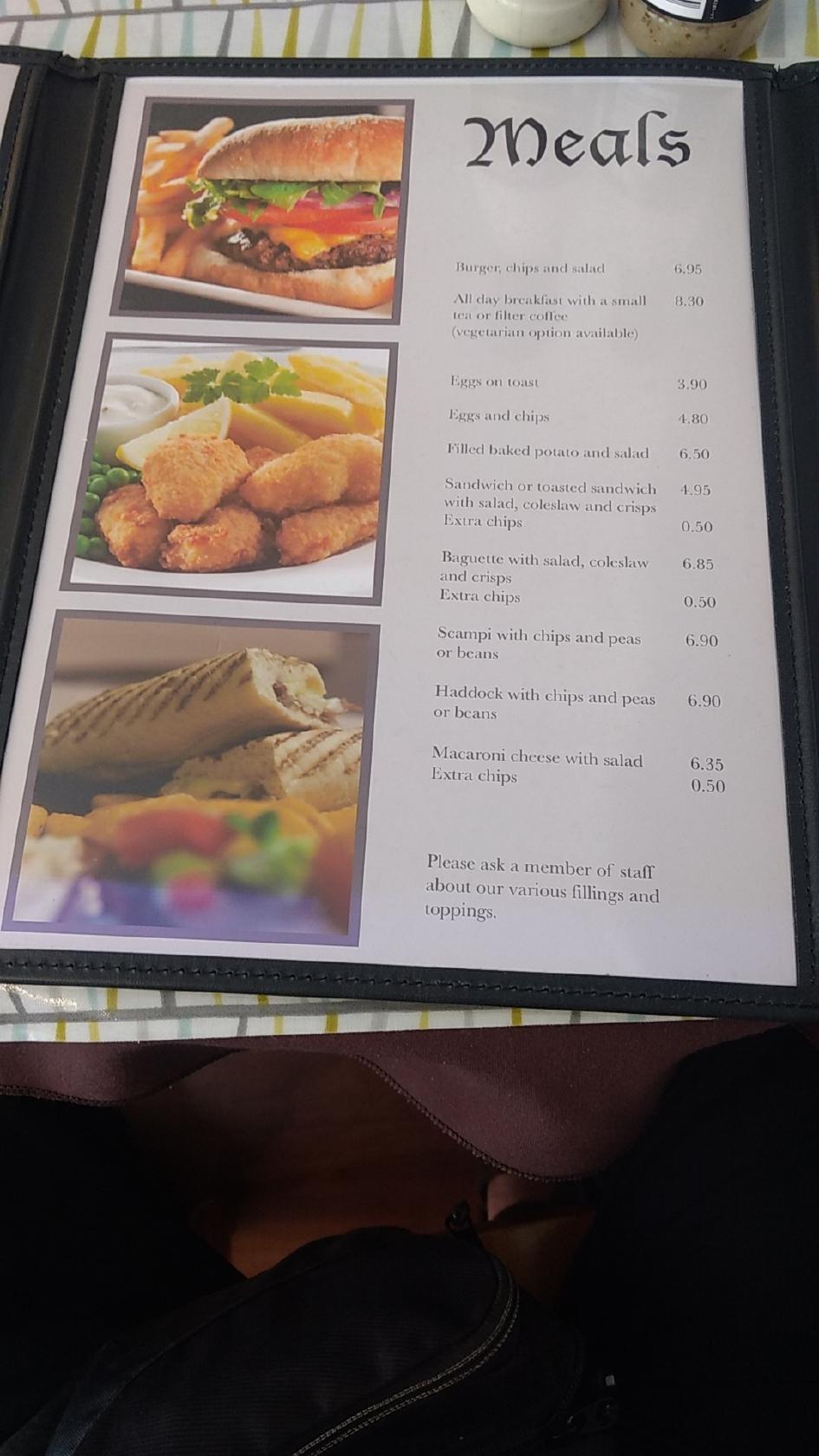 Menu at Chimes cafe, Forres