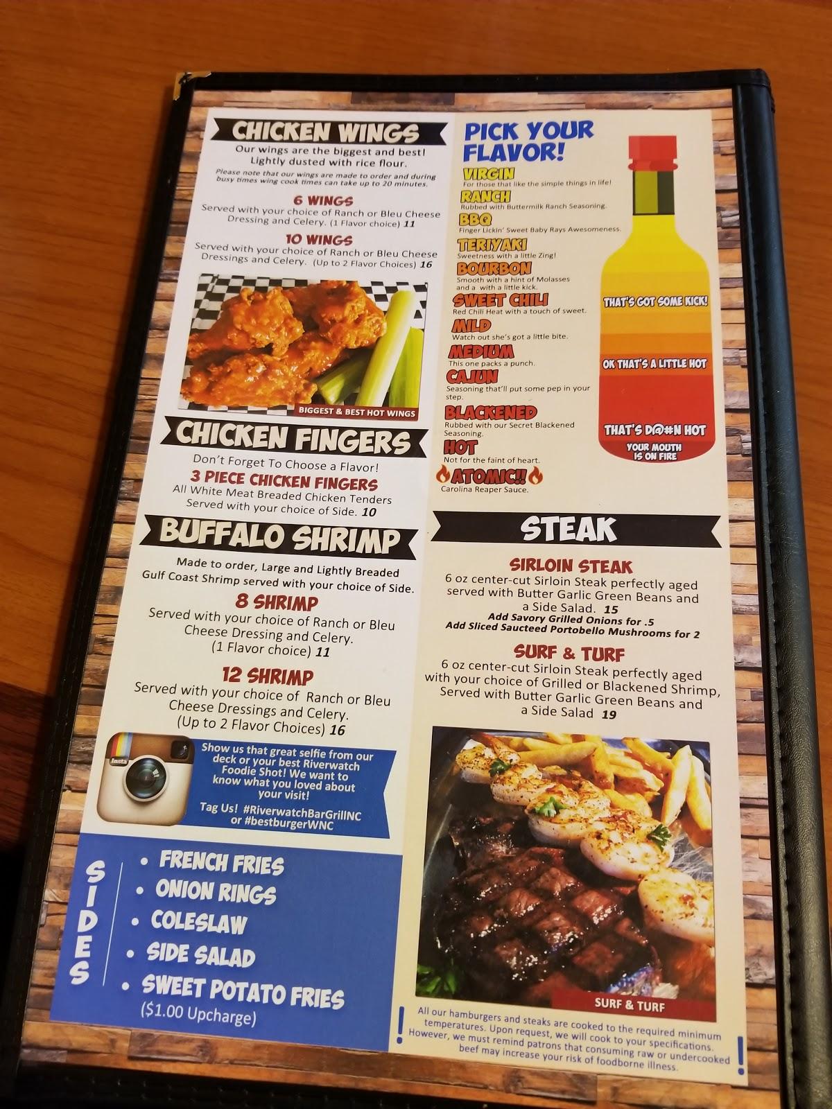 Menu at Riverwatch Bar & Grill, Chimney Rock