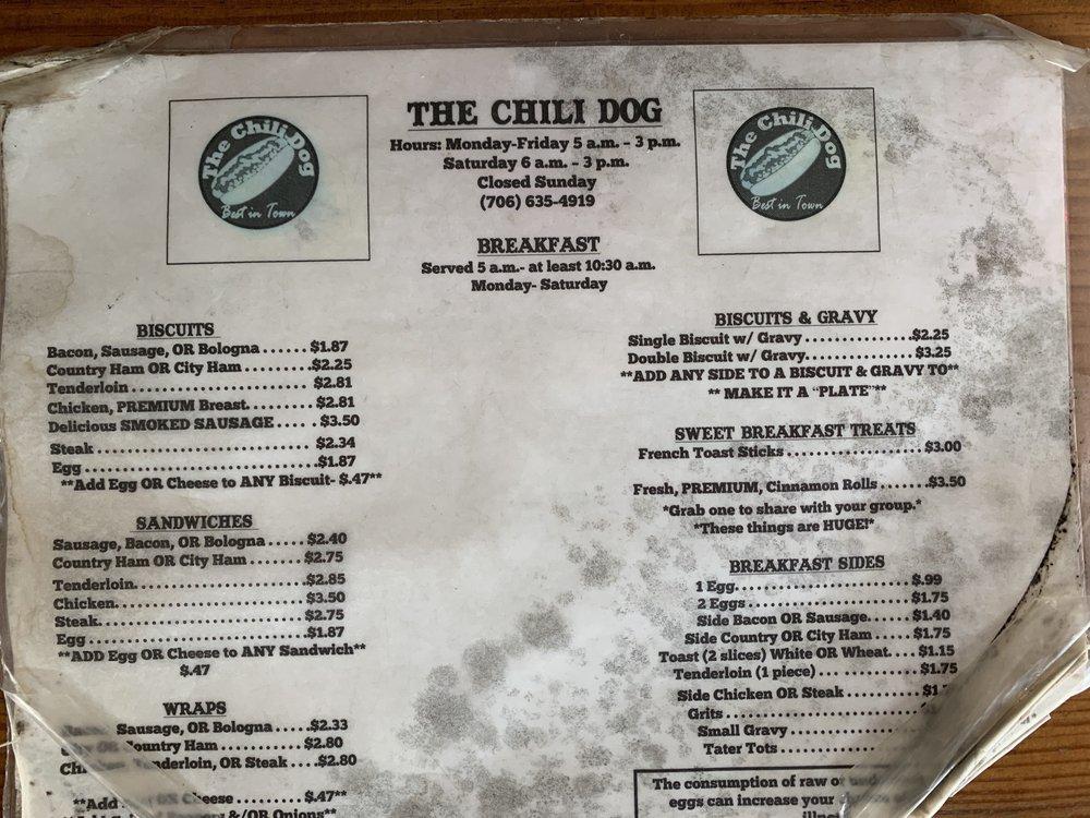 Menu at Chili Dog restaurant, Ellijay