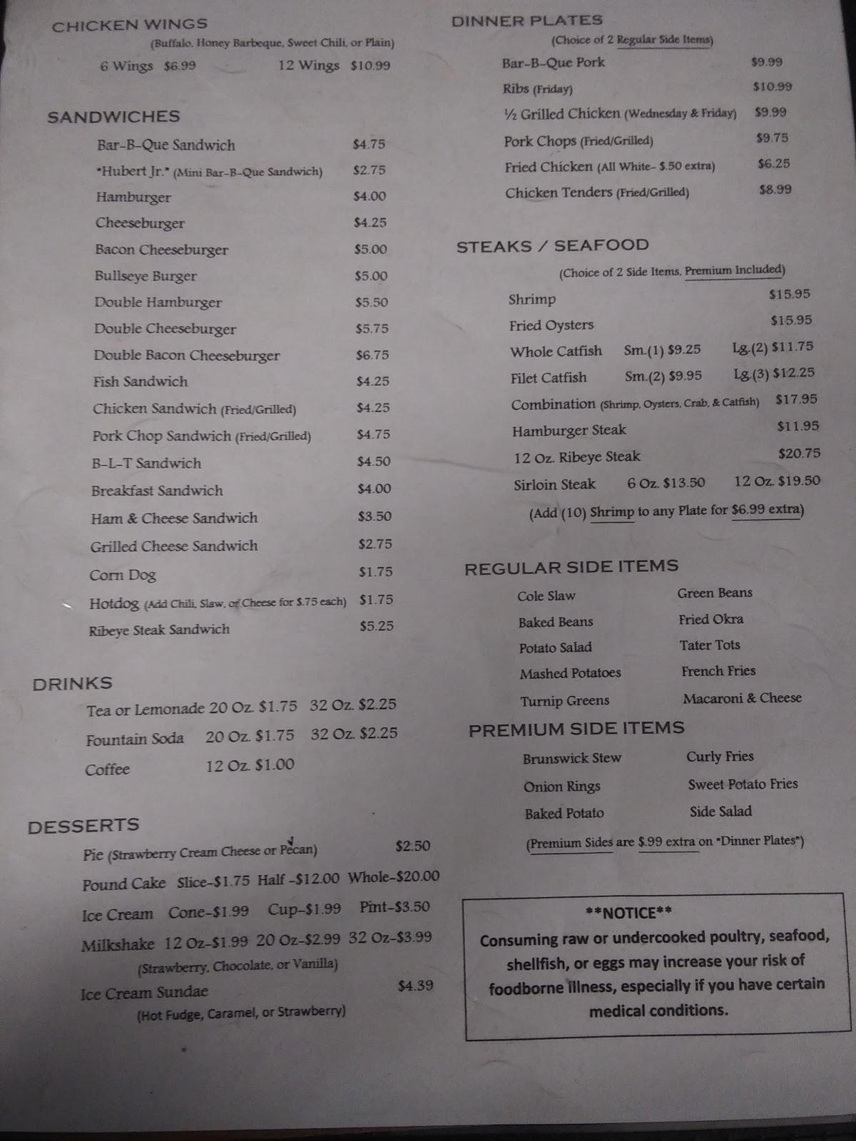 Menu at Haglers BBQ, Blue Springs