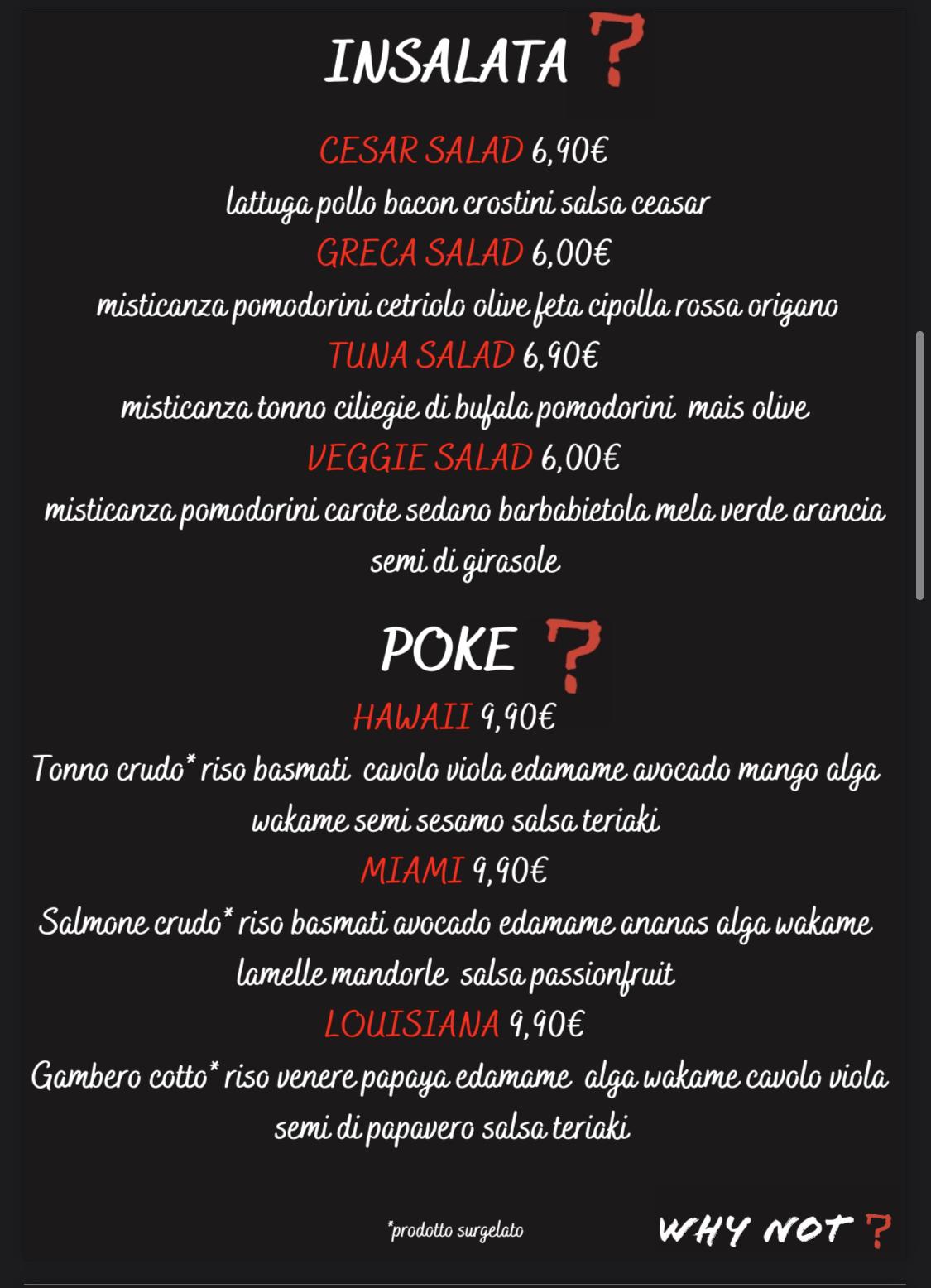 Menu di Why Not? 