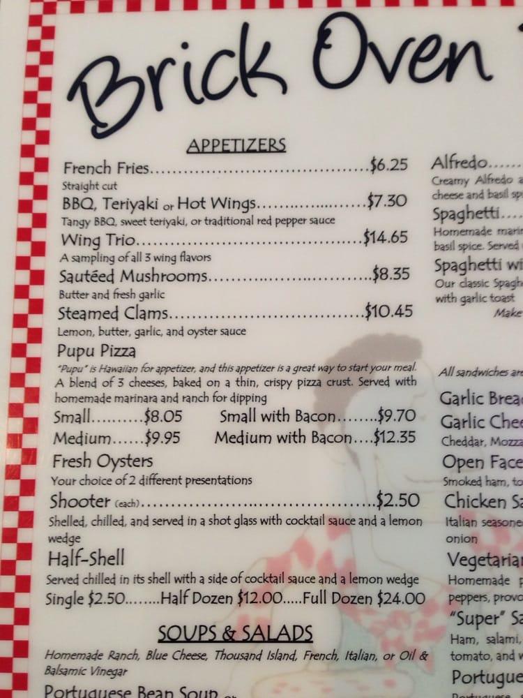 Menu at Brick Oven Pizza pub & bar, Kaneohe