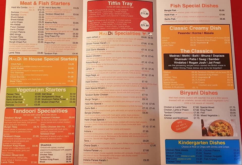 Menu at Haldi Lounge & Spice Grill, Indian Restaurant Manchester, Urmston