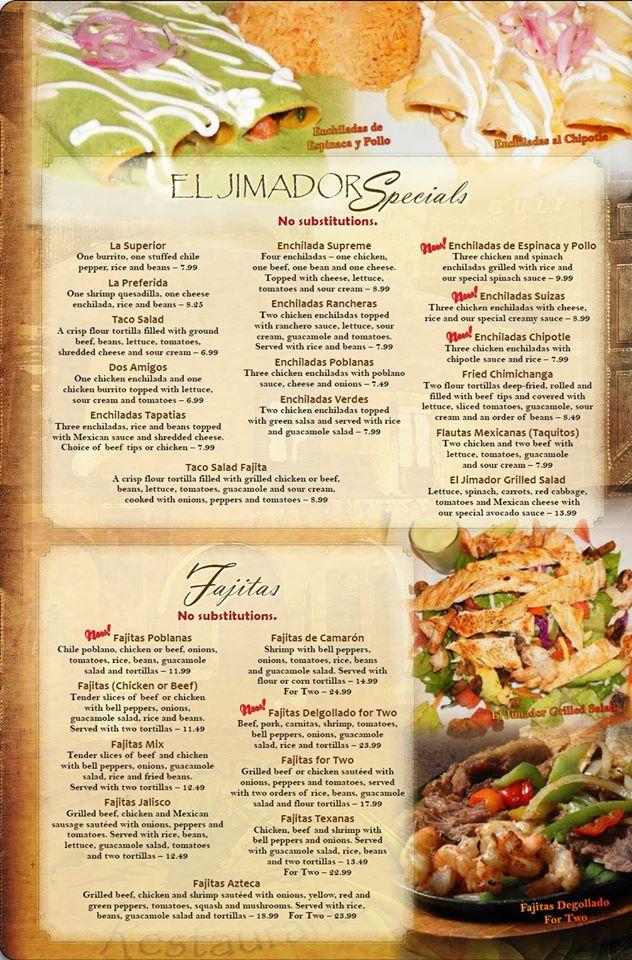 Menu At El Jimador Viejo Restaurant Anderson N Hwy 81