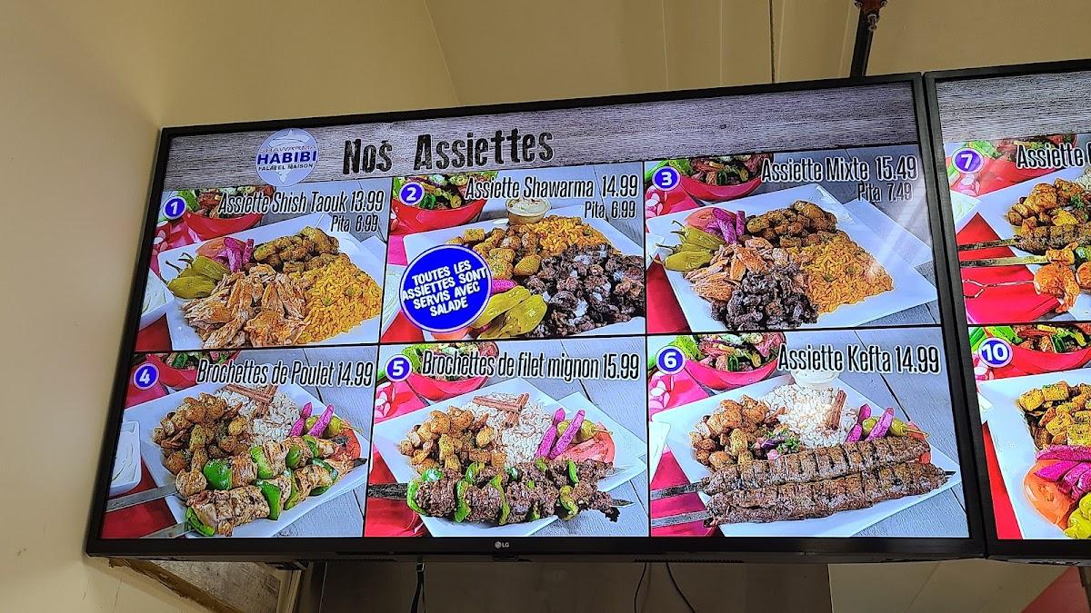 Menu at Shawarma Habibi restaurant, Montréal