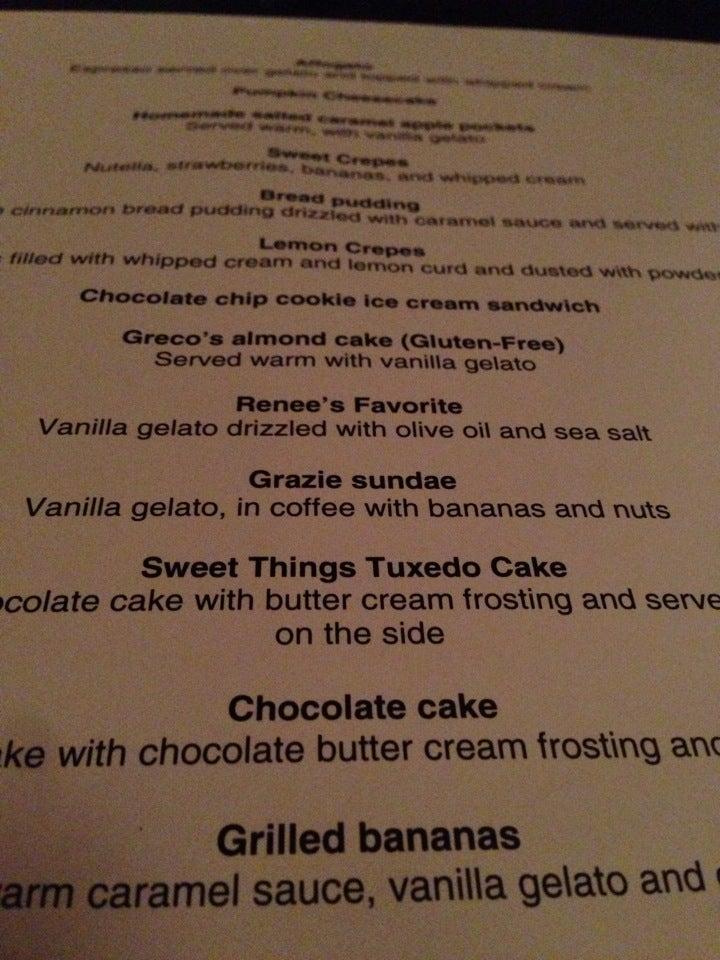 Menu at Grazie Restaurant, Novato