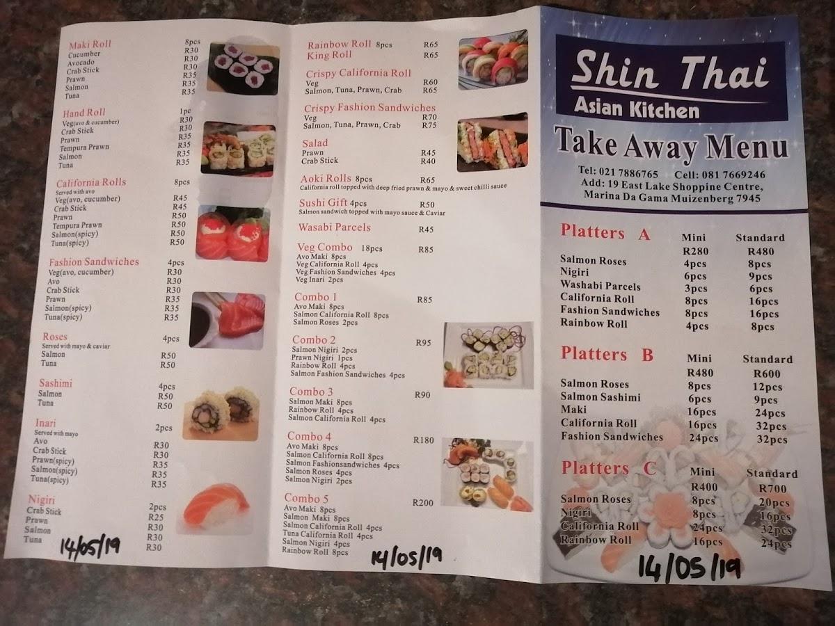 Menu at Shin Thai Take Away & Sushi restaurant, Cape Town, ZA Cape Town ...