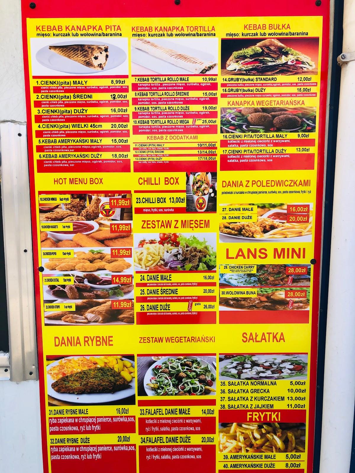 Menu at MIR KEBAB restaurant, Zuromin