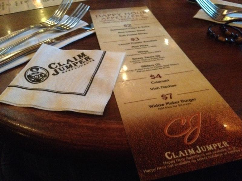 Menu at Claim Jumper Steakhouse & Bar, Roseville, 250 Harding Blvd