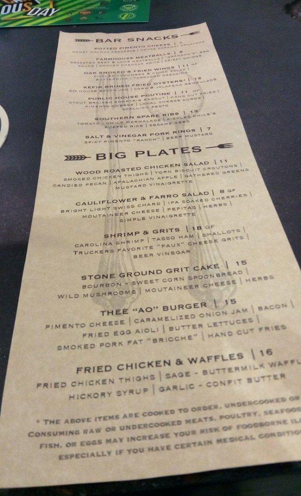 Menu at Amber Ox Public House, Williamsburg