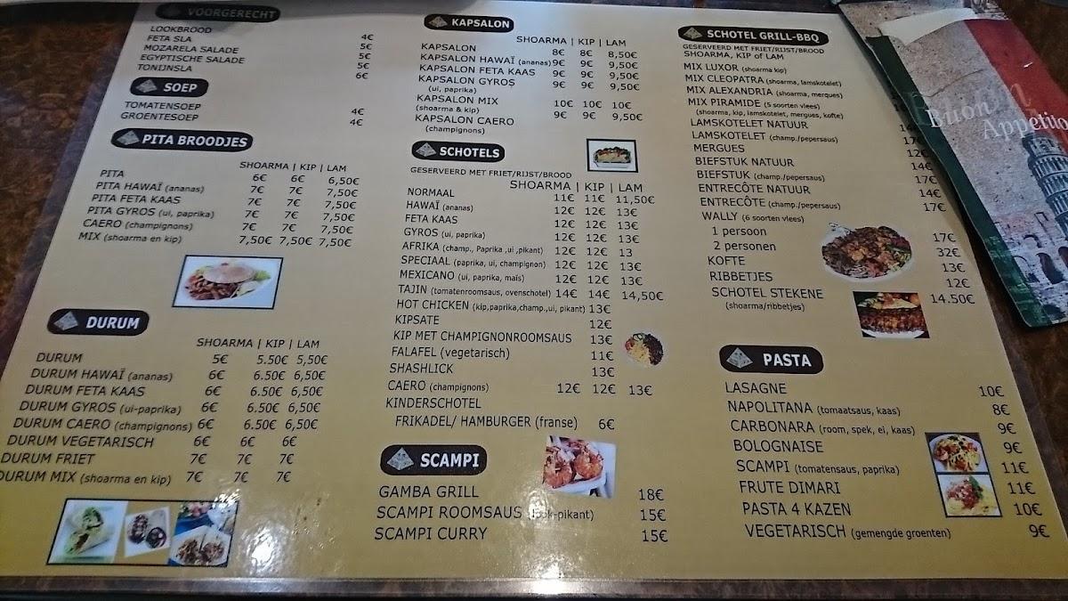Menu de Piramide Egyptische specialiteiten