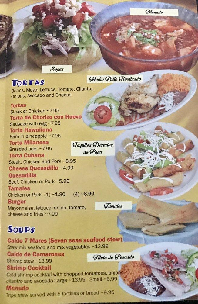 Menu at El Taquito restaurant, Clemmons
