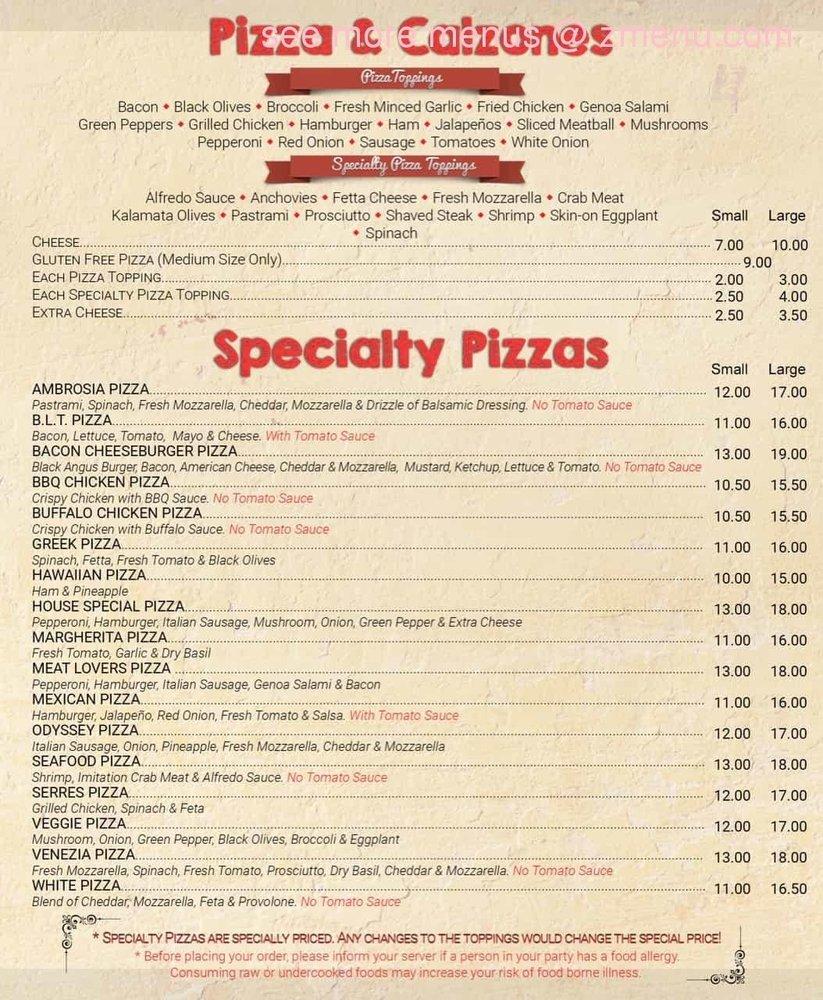 Menu at Paxton House of Pizza pizzeria, Paxton