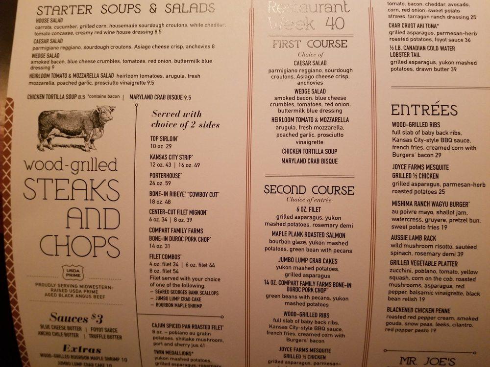 Menu at J. Gilbert's Wood Fired Steaks & Seafood Columbus pub & bar