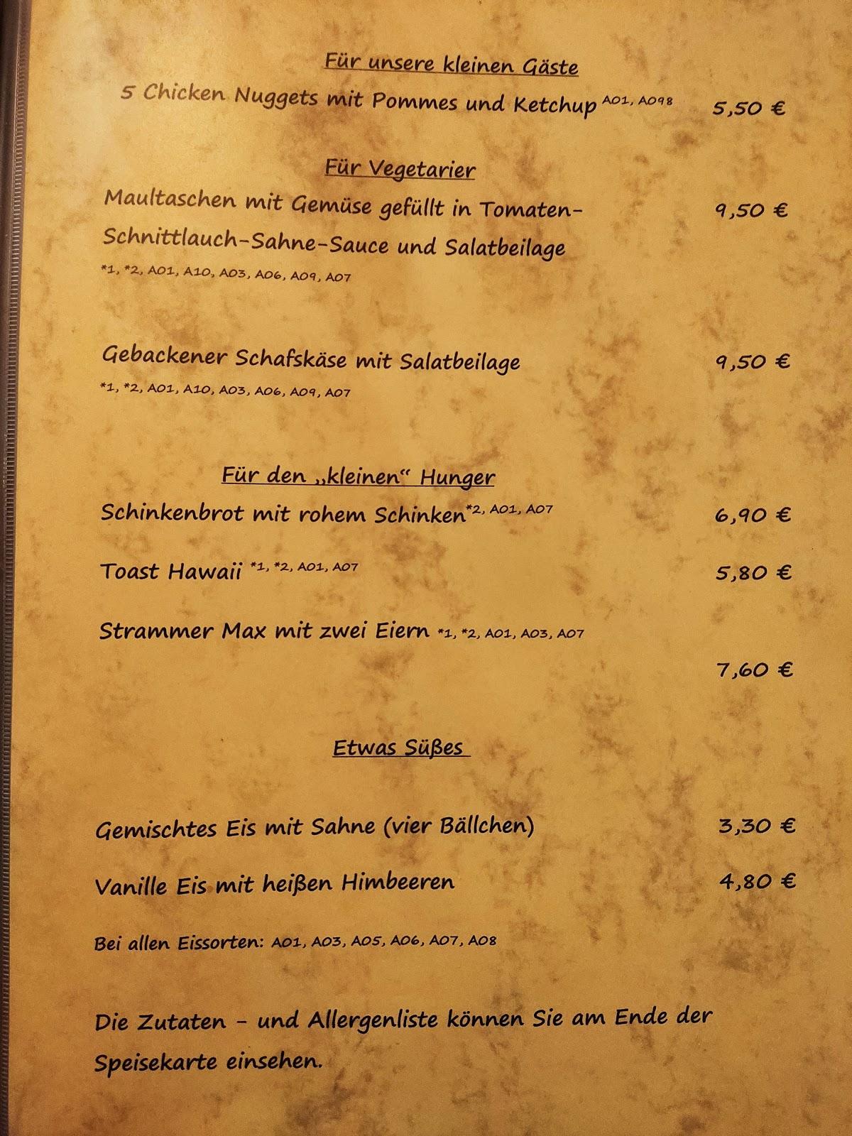 Speisekarte Von Gasthaus Zur Linde Restaurant M Nster Sarmsheim