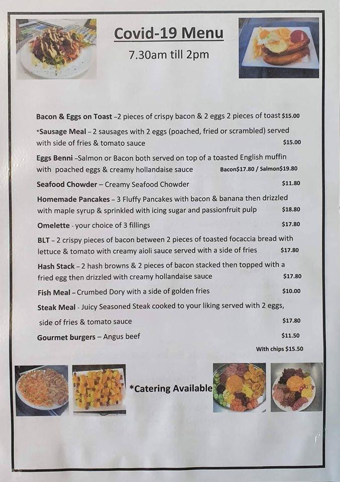 Menu at Capers Cafe, Palmerston North