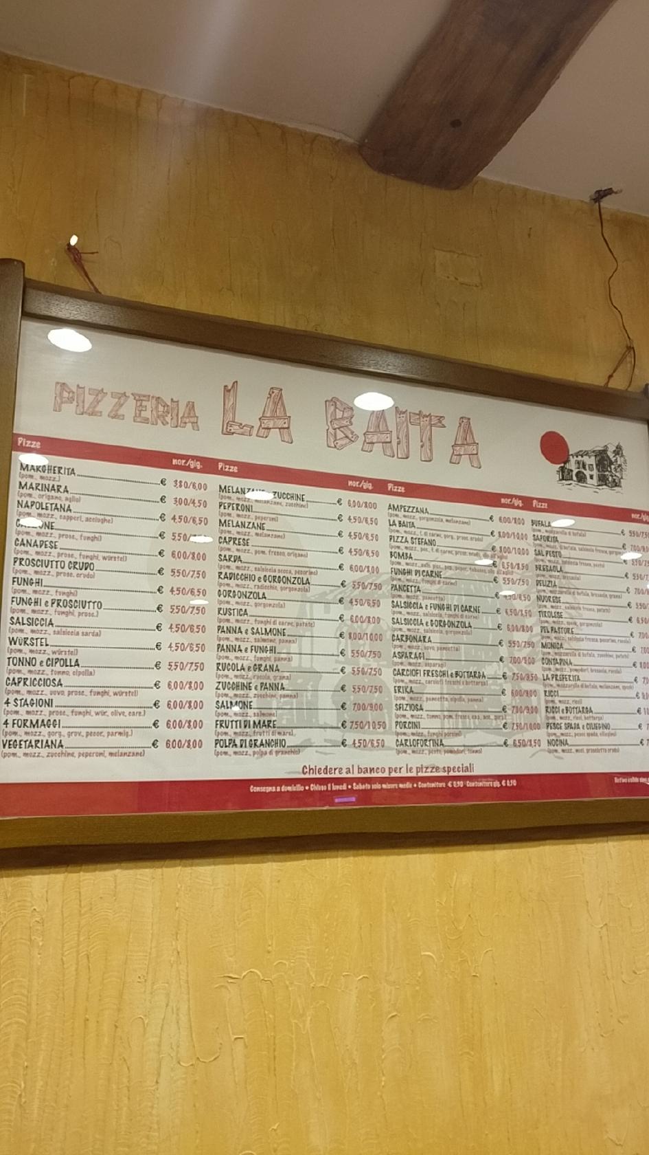Menu di Pizzeria La Baita 