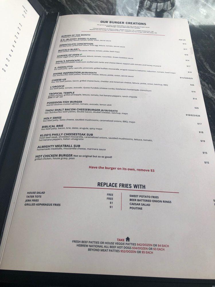 Menu at NotreBoeufDeGrâce pub & bar, Montréal, 900 MontRoyal Ave E