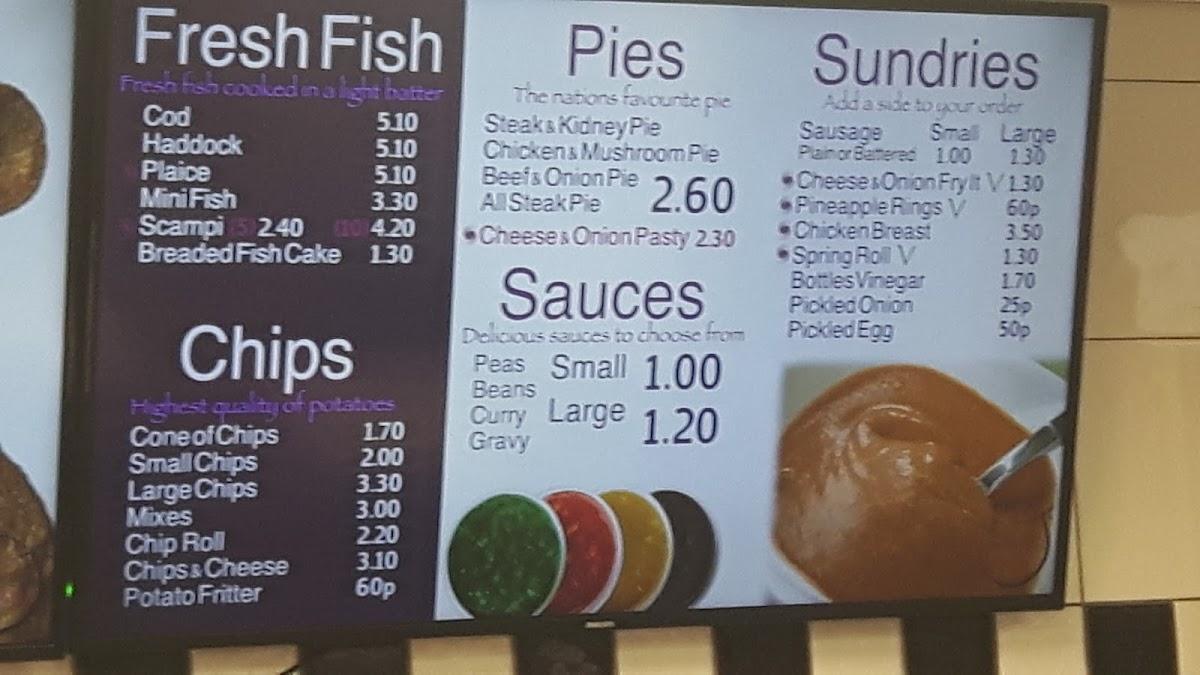 Menu at Allestree Fish Bar, Derby