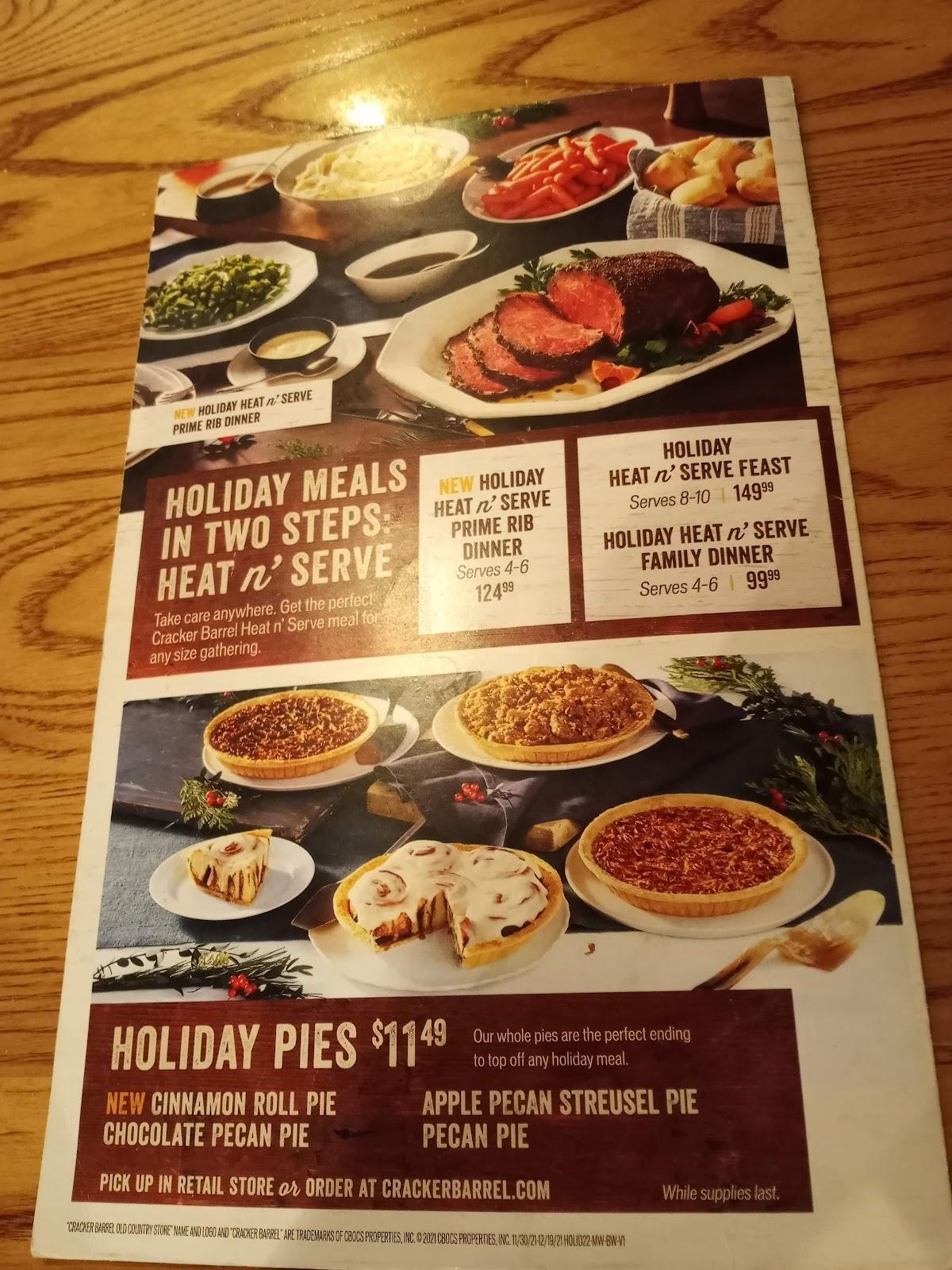 Menu at Cracker Barrel Old Country Store, Lubbock
