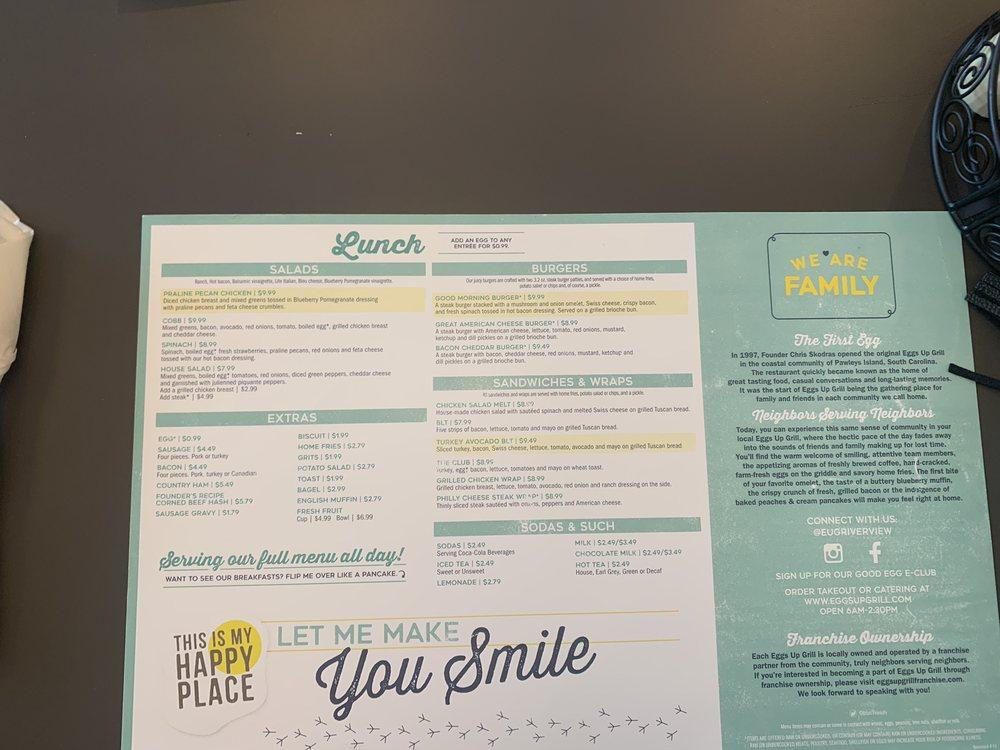 Menu at Eggs Up Grill restaurant, Riverview
