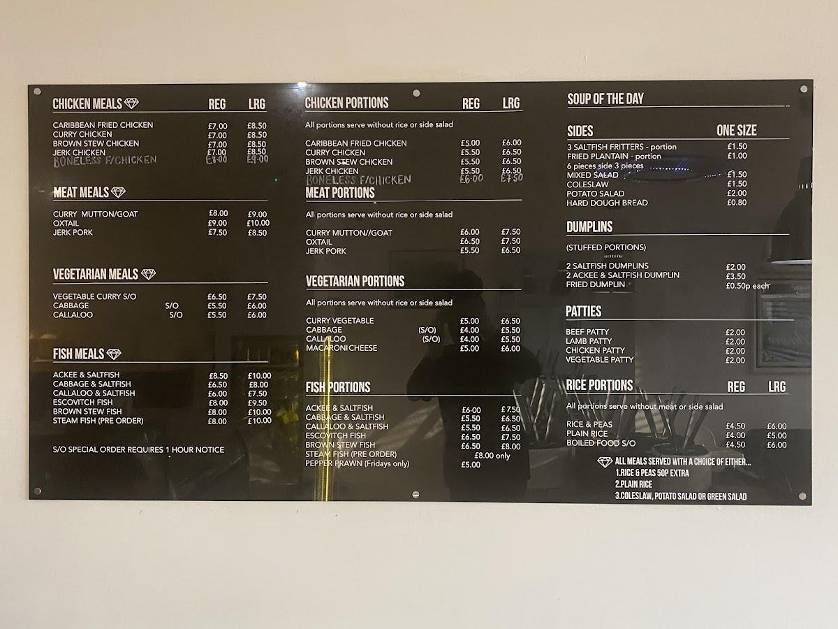 Menu at Jemz Caribbean restaurant, Bedford