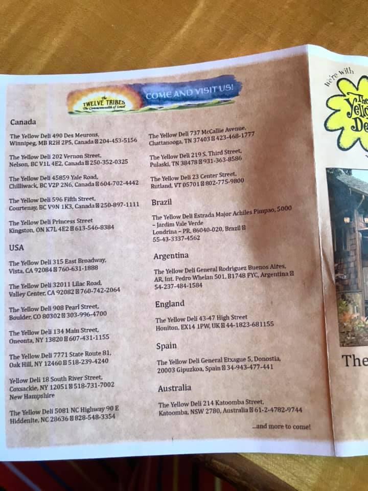 Menu at The Yellow Deli restaurant, Courtenay
