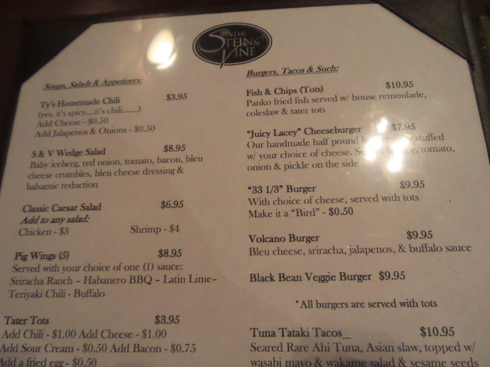 Menu at The Stein & Vine pub & bar, Brandon