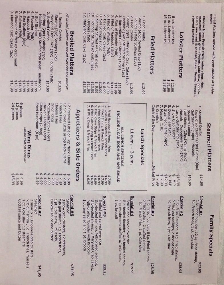 Menu at Lobster Claw & Deli fast food, East Norriton