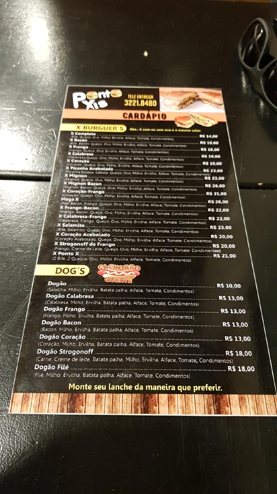 Menu em Ponto Xis pub & Bar, Santa Maria