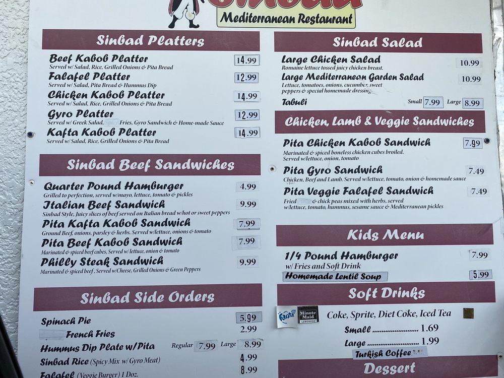 Menu At Sinbad S Fast Food Merritt Island