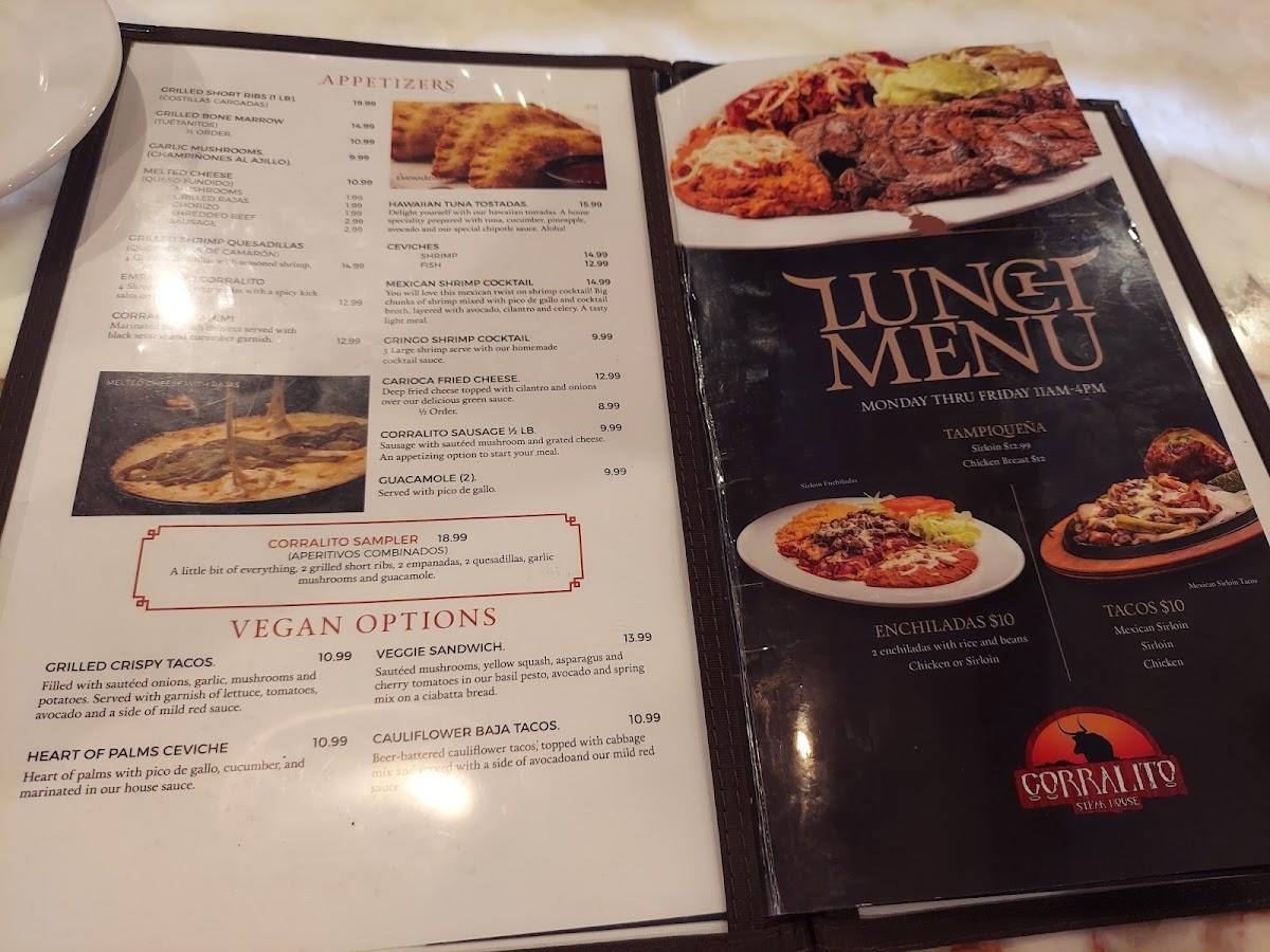 Menu at Corralito Steakhouse (Airway), El Paso, Airway Blvd