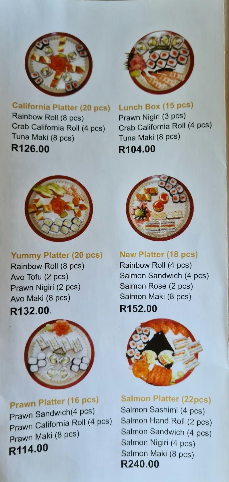 Menu at Yung Chen restaurant, Kempton Park