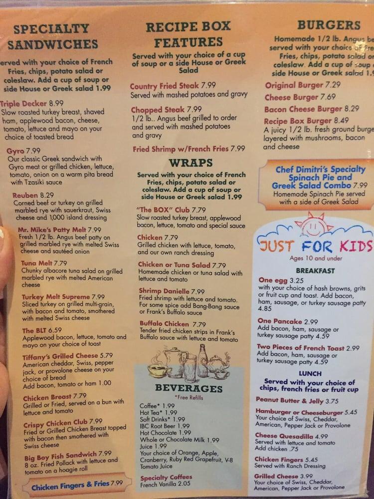 Menu at Recipe Box Brunch Hub restaurant, Brandon
