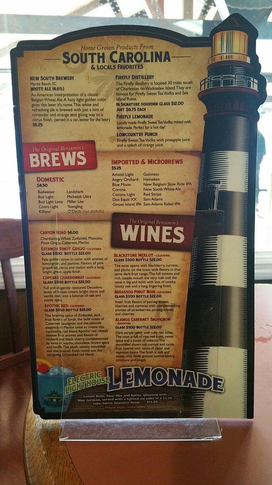 Menu at The Original Benjamin's Calabash Seafood restaurant, Myrtle