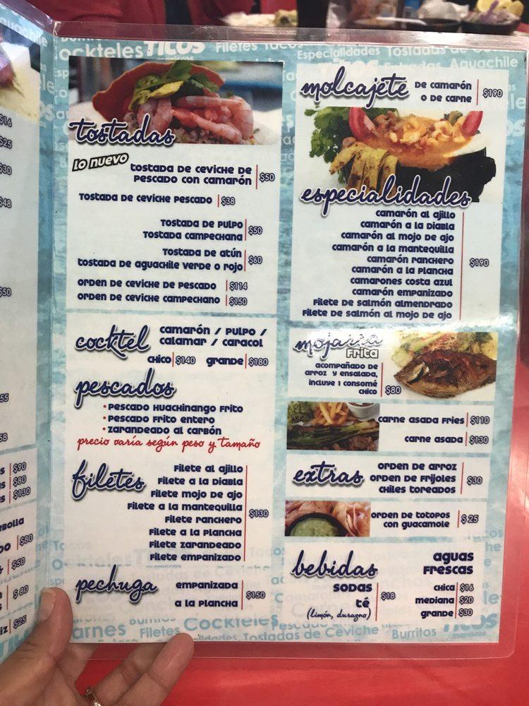 Menu at Mariscos Tito's calle sexta restaurant, Tijuana, Av Melchor Ocampo  1002