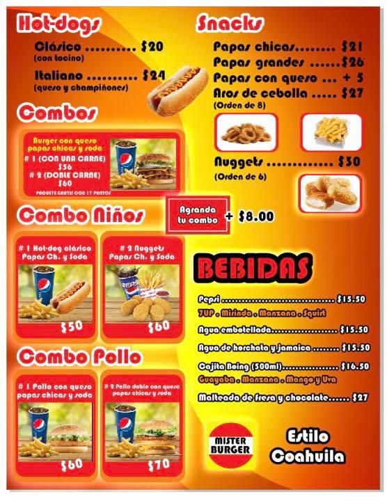 Menu at Mister Burguer restaurant, Puebla City, Local 1 B Centro ...