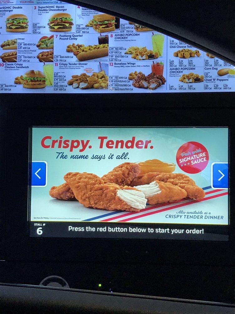 Menu at Sonic DriveIn fast food, Manassas