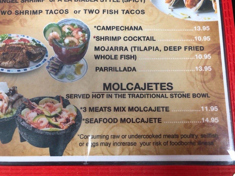 Menu at Johnny's Taco Shop restaurant, Pahrump